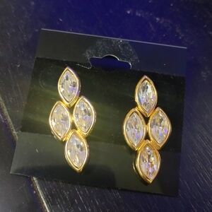 Napier Gold-Tone Marquise-Cut Crystal Cluster Stud Earrings